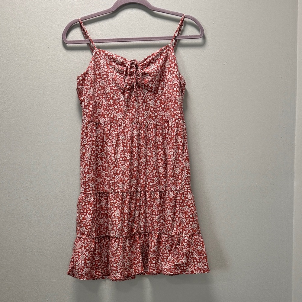 Floral Summer Dress / Casual Short Dress / Red, pink, white